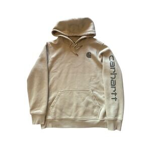 Carhartt Womens Relaxed Fit Logo Graphic Hoodie Tan Beige TS0288-W Large 12-14